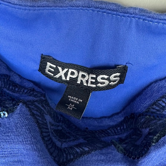 Express Strapless Aztec Embroidered Blue Dress with Pockets - Size M - Picture 7 of 7